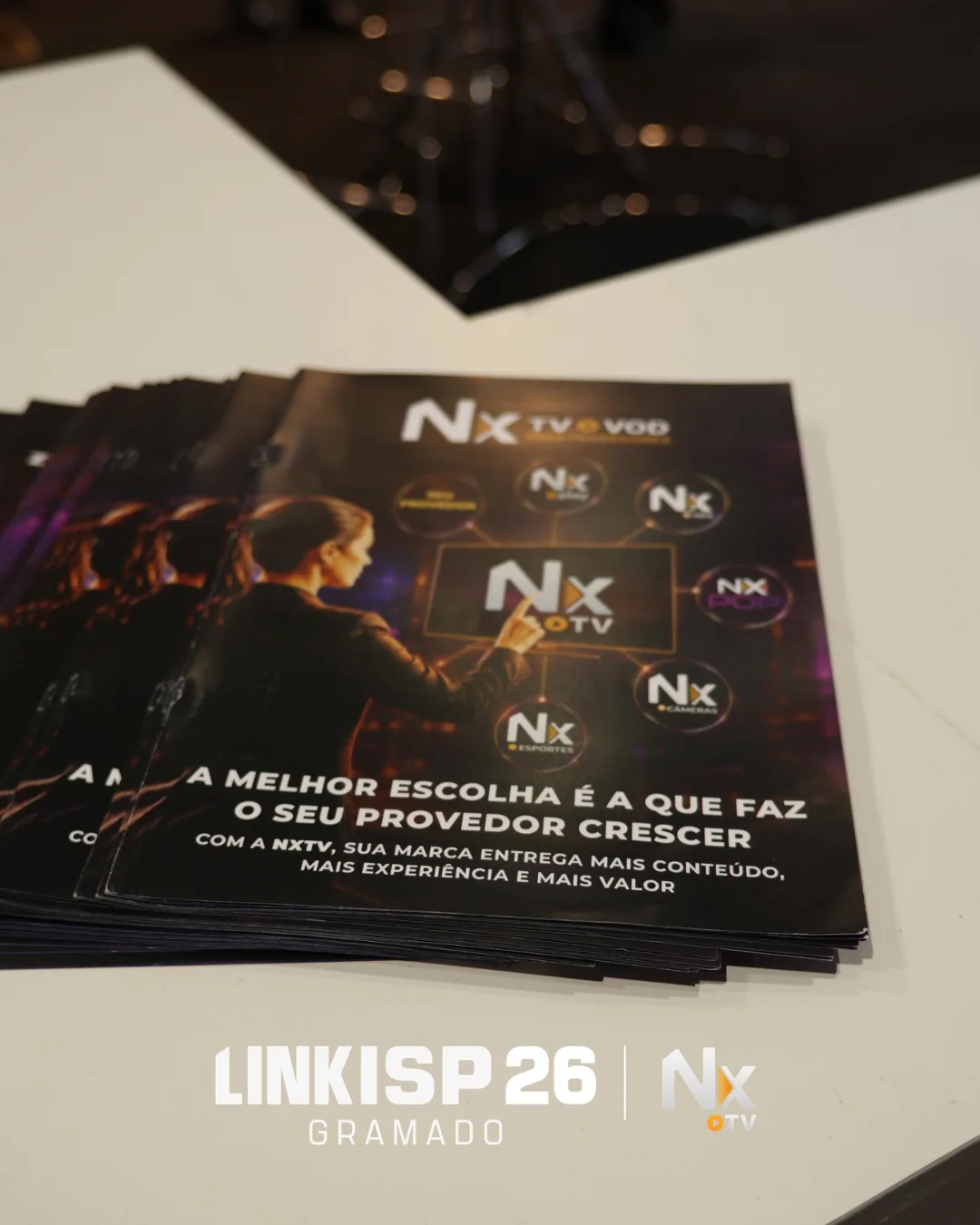 Materiais institucionais da NXTV apresentados no LinkISP